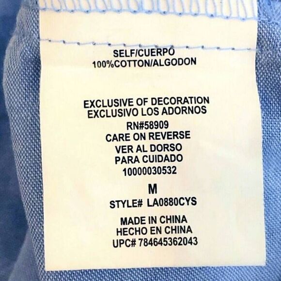 Gibson Latimer Blue Tunic High Low Button Up Pockets Cotton Women Size M Keyhole - Picture 8 of 8